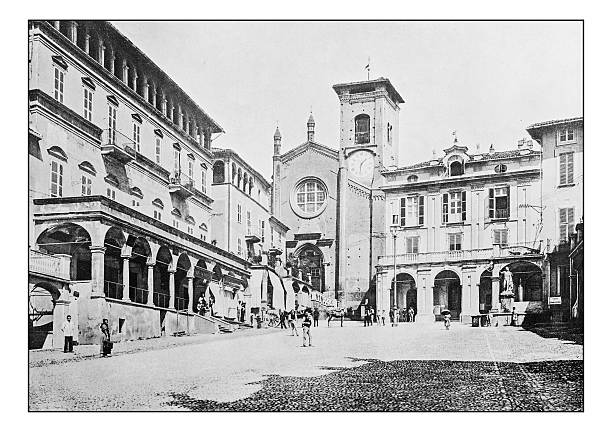 istock Antique dotprinted photographs of Italy: Piedmont and Alps, Moncalieri 637250314