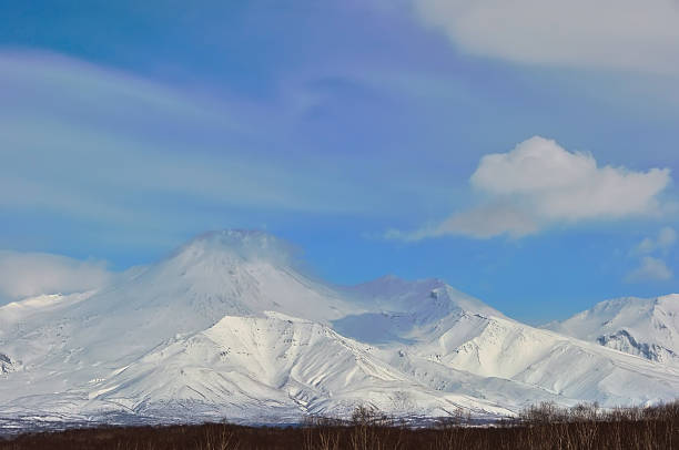 istock Winter view of eruption active Volcano 637250868