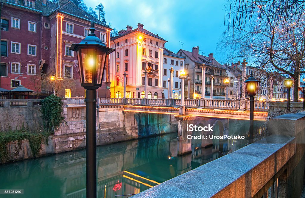 Cobblers bridge, illuminated for New Years celebration Cobblers bridge, illuminated for Christmas and New Years celebration Architecture Stock Photo