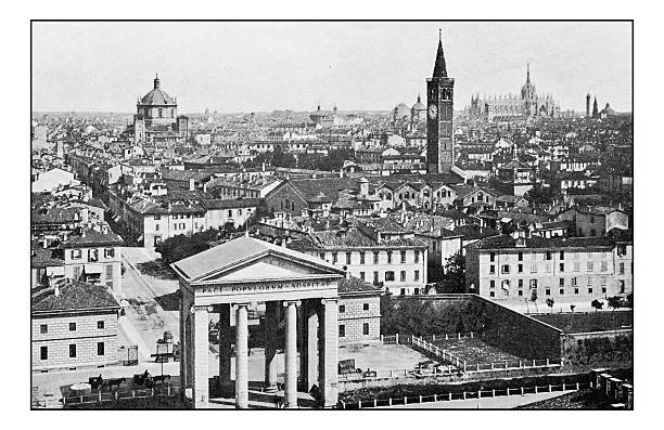 istock Antique dotprinted photographs of Italy: Milan 637251518