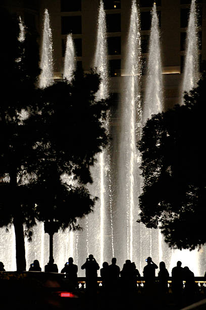 istock Night view of the fountain 637251540