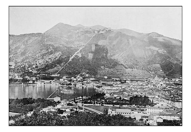 istock Antique dotprinted photographs of Italy: Alpine lakes, Como 637257154