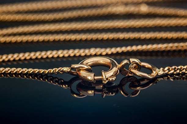istock Gold necklace chain clasp or closure closed 637257186
