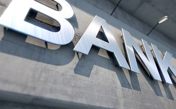 istock Modern Bank Building Signage 637257790