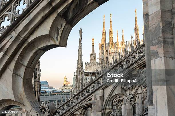 Spiers Of Milan Cathedral Stock Photo - Download Image Now - Milan, Cathedral, Architecture