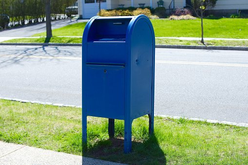 blue postal mail box