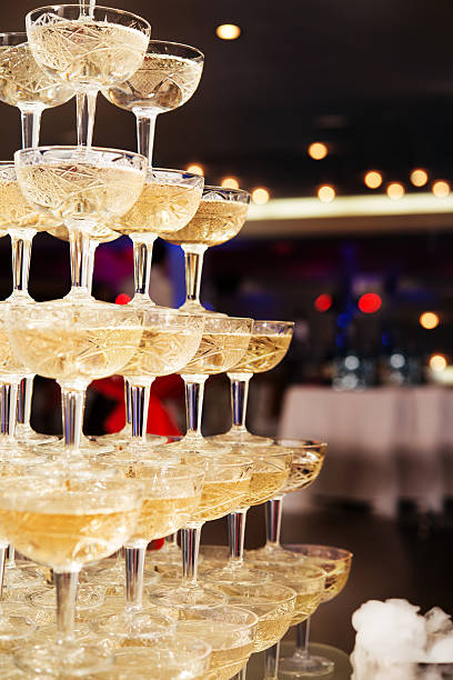 istock champagne glasses standing in a tower at the party 637263810