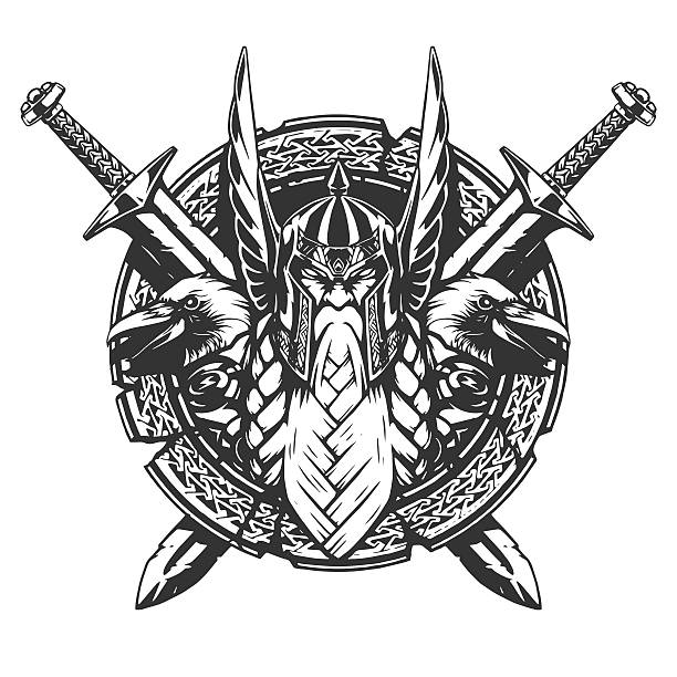 kuvapankkikuvitukset aiheesta god odin kuvitus tatuointi tyyli - viikinki