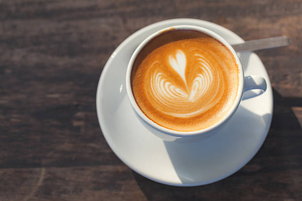 istock Cup of coffee latte, with heart shape. 637264292