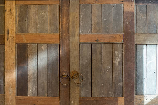 istock Old vintage folding wooden door 637266072