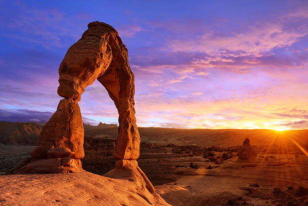 istock Soft light sunset of Delicate Arch Utah 637269322