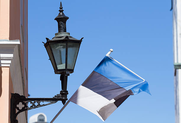 istock Lantern and flag of Estonia 637269432