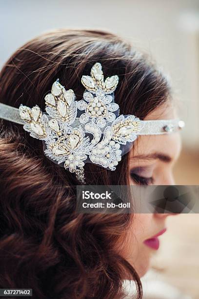 Pretty Girl With Handmade Floral Headband Stock Photo - Download Image Now - Roaring Twenties Style, Awe, Women