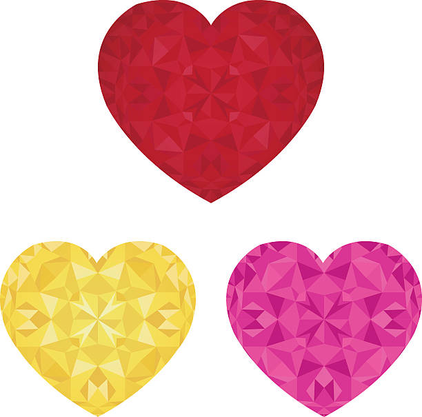 istock Vector St Valentines Day Crystal Pink Red and Golden Hearts 637271852