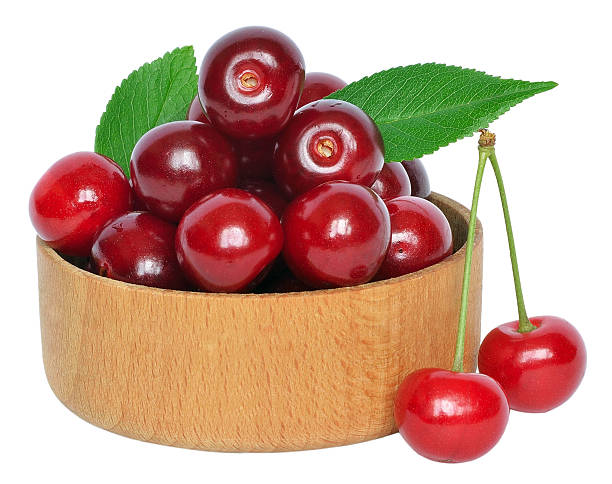 istock Cherry on wooden bowl 637272306