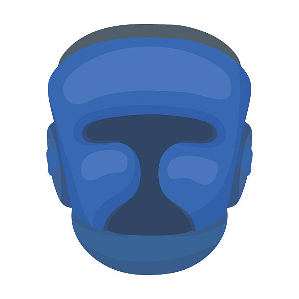 istock Boxing helmet icon in cartoon style isolated on white background. 637272908