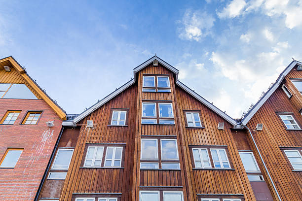 istock Old wooden warehouses in Tromso Norway 637274584