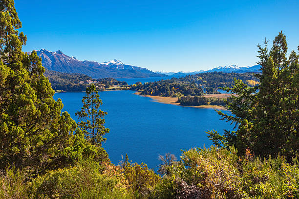 Bariloche landscape in Argentina Nahuel Huapi National Park aerial view from the Cerro Campanario viewpoint in Bariloche, Patagonia region in Argentina. chico california photos stock pictures, royalty-free photos & images