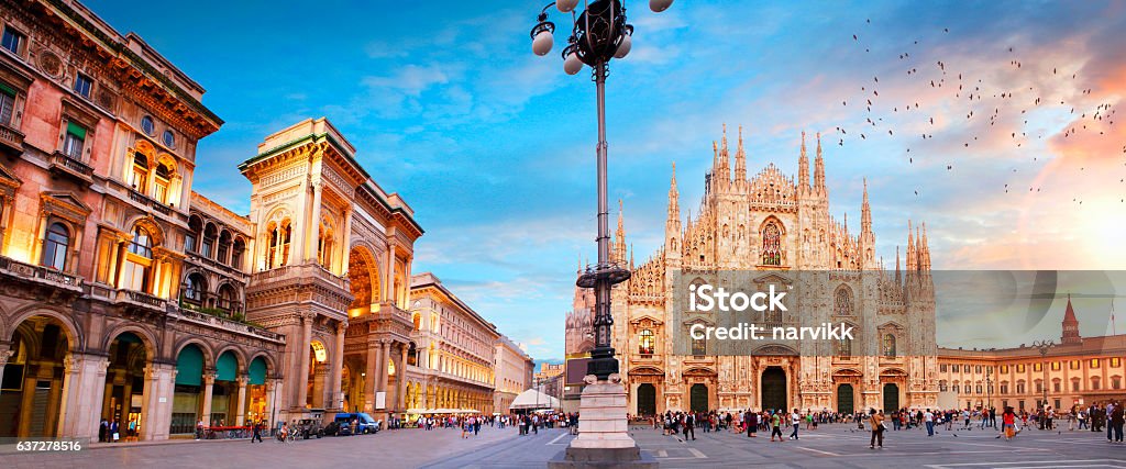 Piazza Duomo in Milan Piazza Duomo with Galleria Vittorio Emanuele II and  Milan Cathedral, Italy Milan Stock Photo