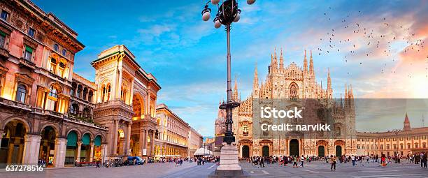 Piazza Duomo In Milan Stock Photo - Download Image Now - Milan, Italy, Cathedral