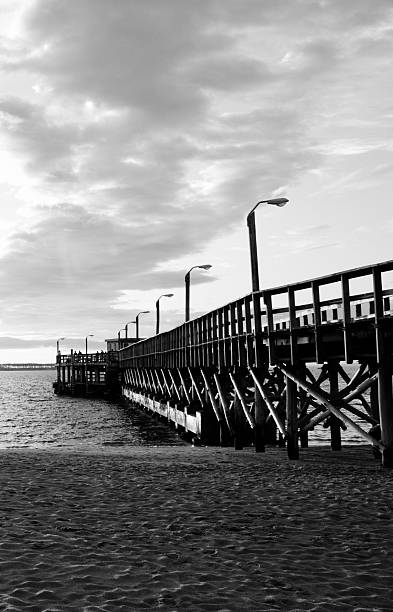 istock Black and white pier over the ocean 637281846