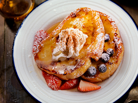 French Toast with Maple Syrup and Berries  -Photographed on Hasselblad H1-22mb Camera