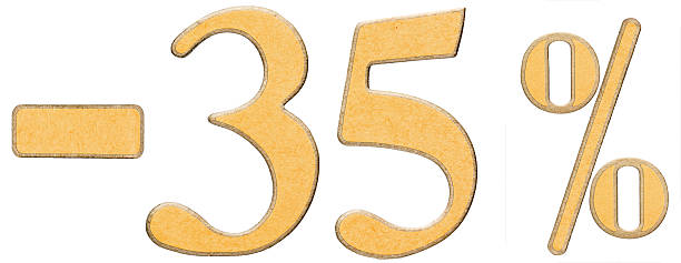 istock Percent off. Discount. Minus 35 thirty five percent, numerals 637286416