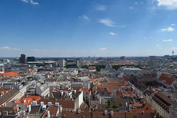 Skyline of the First District in Viennas Capital Austria with some Famous Landmarks