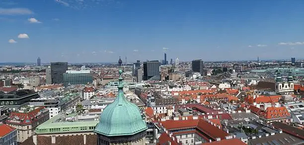 Skyline of the First District in Viennas Capital Austria with some Famous Landmarks