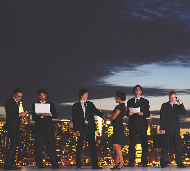 istock Business People Working Through Dawn Communication Concept 637288196