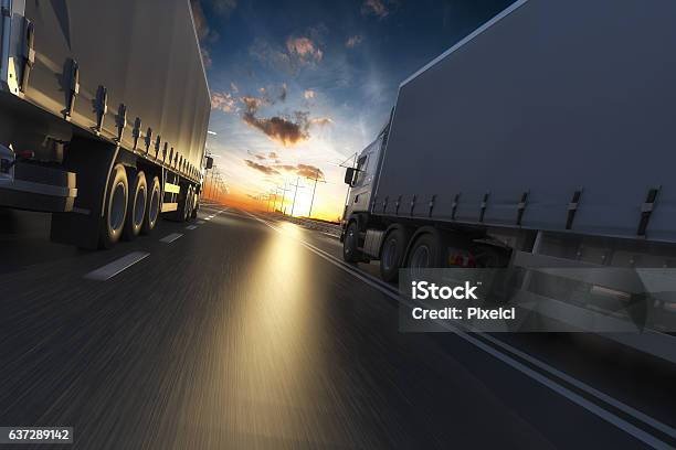3d Rendering Of Generic Transportation Concept At Dawn Stock Photo - Download Image Now