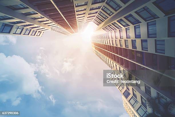 Futuristic Architecture Cityscape View Stock Photo - Download Image Now - Building Exterior, Abstract, Skyscraper