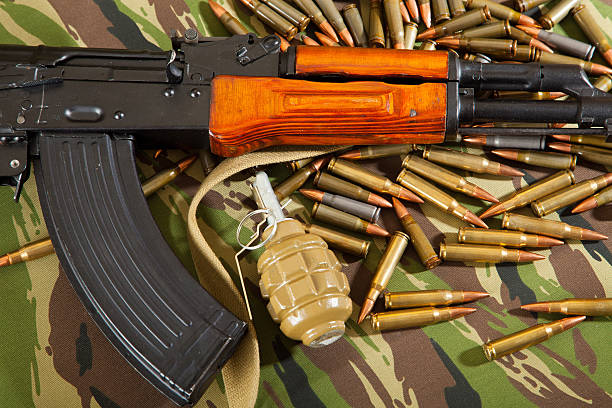 istock Military weapons, the gun and ammo 637291414
