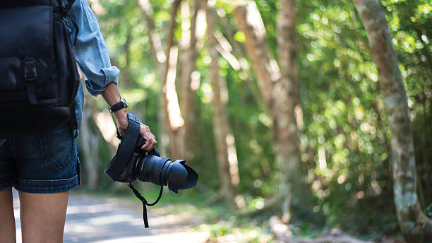 istock Travele woman hand holding camera 637292560