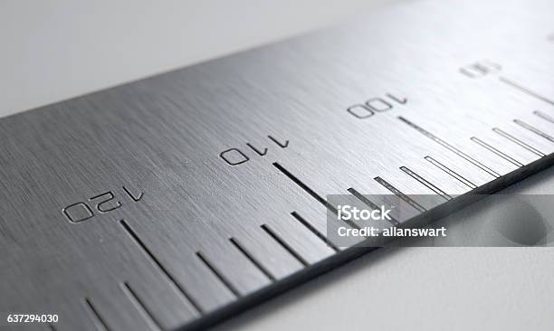 Steel Ruler Closeup Stock Photo - Download Image Now - Measuring, Instrument of Measurement, Length