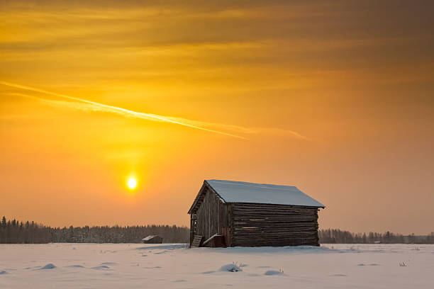 istock Old Barn Houses On A Winter Morning 637294592