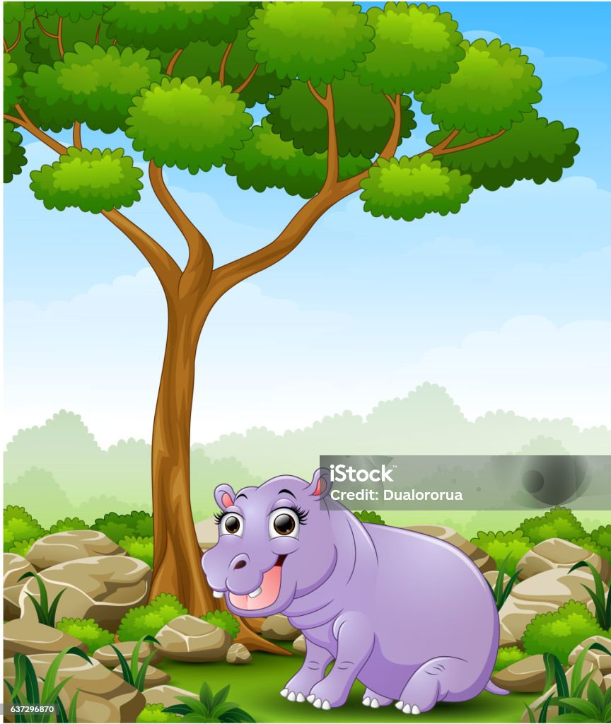 Ilustración de Hipopótamos De Dibujos Animados En La Selva y más Vectores  Libres de Derechos de Hipopótamo - Hipopótamo, Reírse, Adulto joven - iStock
