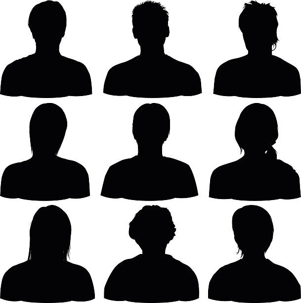 Heads and Shoulders Heads and shoulders silhouettes. portrait silhouettes stock illustrations