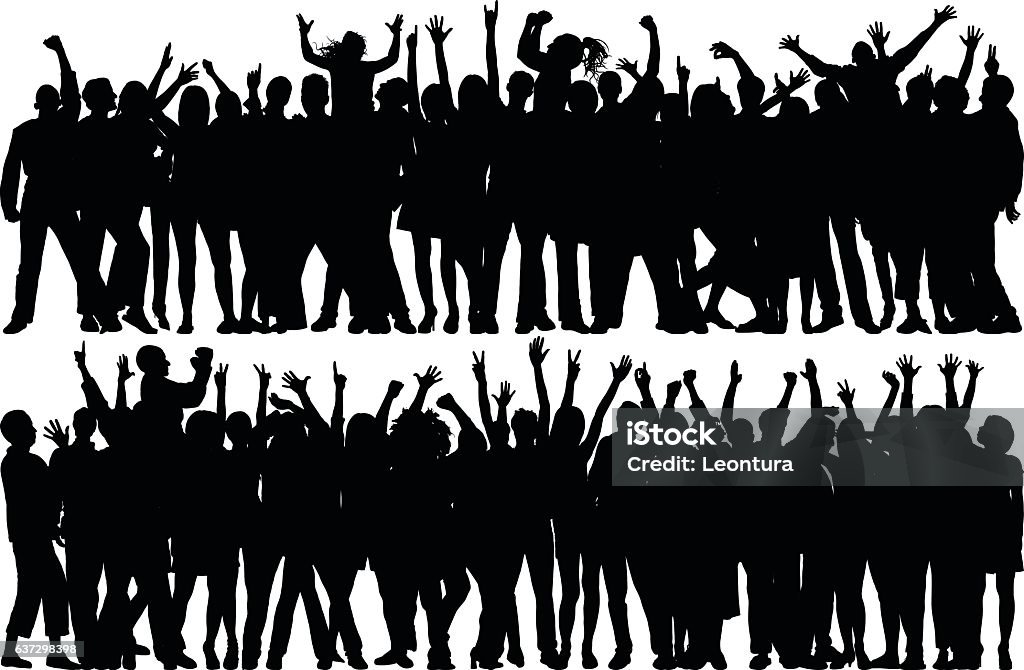 Crowd (All Complete, Moveable, Detailed People) Crowd. All people are complete, moveable and detailed. In Silhouette stock vector