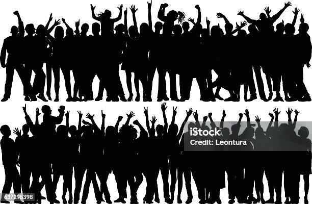 Crowd Stock Illustration - Download Image Now - In Silhouette, Crowd of People, People