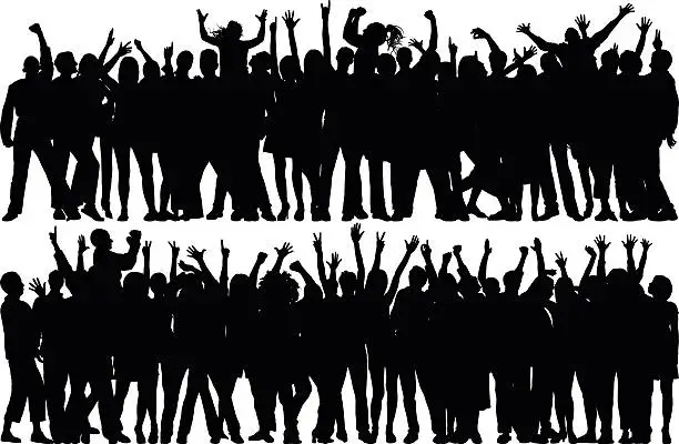 Vector illustration of Crowd (All Complete, Moveable, Detailed People)