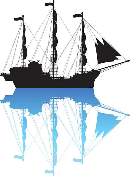 Vector illustration of Detailed Pirate Ship