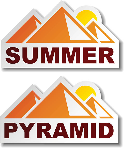 夏のエジプトピラミッドステッカー - pyramid shape pyramid monument tomb点のイラスト素材／クリップアート素材／マンガ素材／アイコン素材