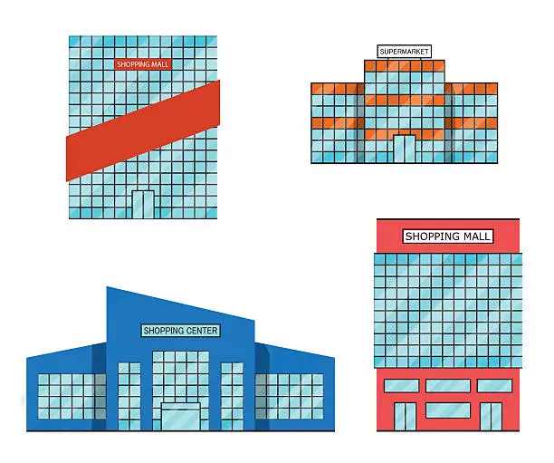 Vector illustration of Set of store, shopping mall icons.