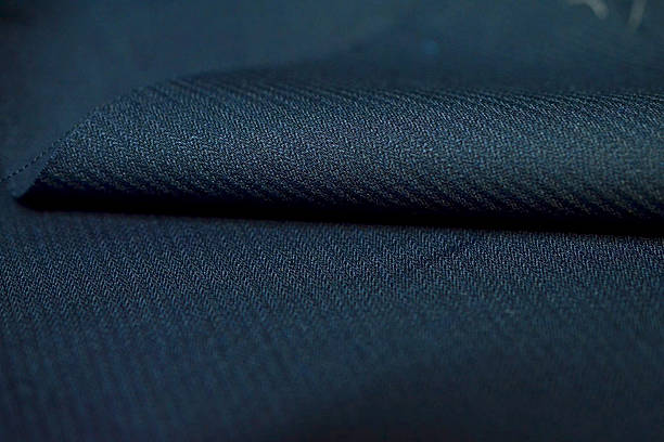 スーツのクローズアップロールダークブルーストライプパターンテクスチャ - tailor suit textile fashion ストックフォトと画像