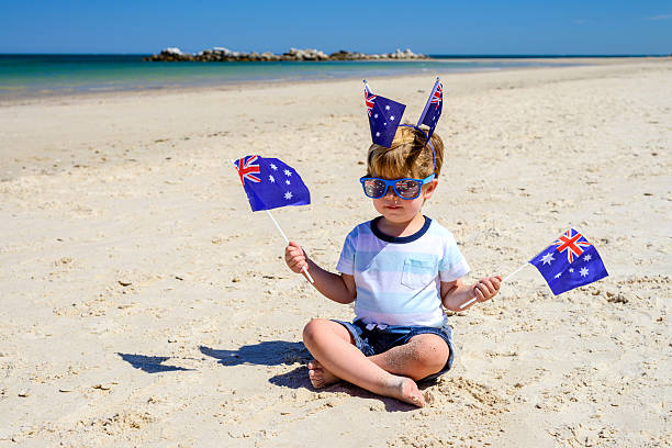 istock Cute kid on Australia day 637309214