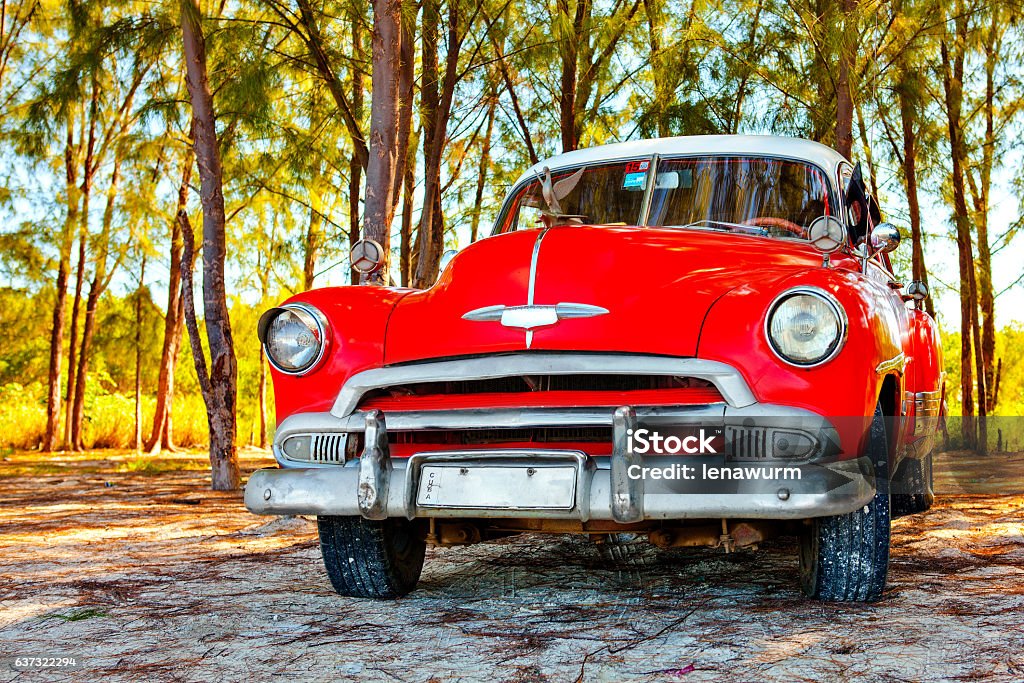 Amerikanischer Oldtimer am Strand Cayo Jutias - Lizenzfrei Baracoa Stock-Foto