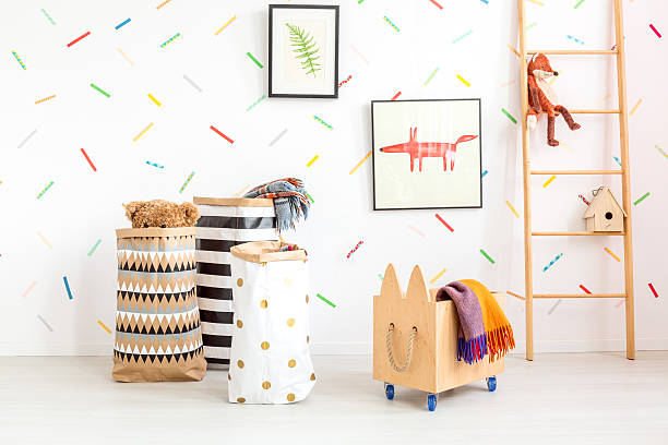 istock Child room with toy bags 637324474
