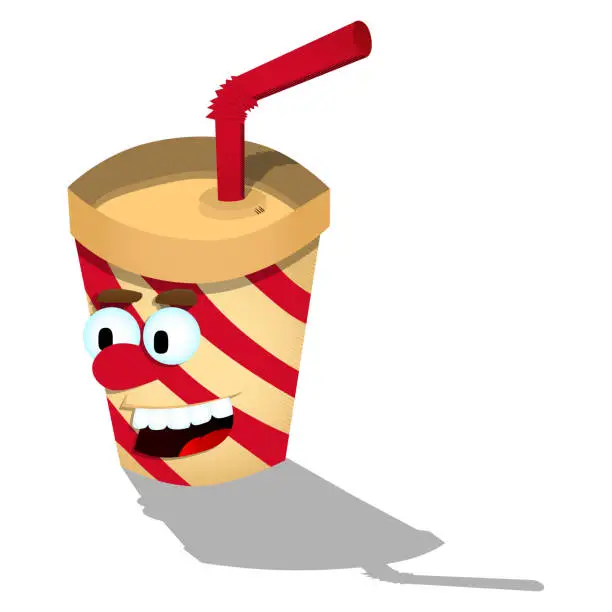 Vector illustration of Laughing paper cup cartoon character.
