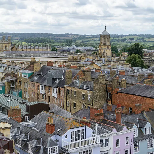 Photo of Panorama with Oxford, England. Oxford is known as the home